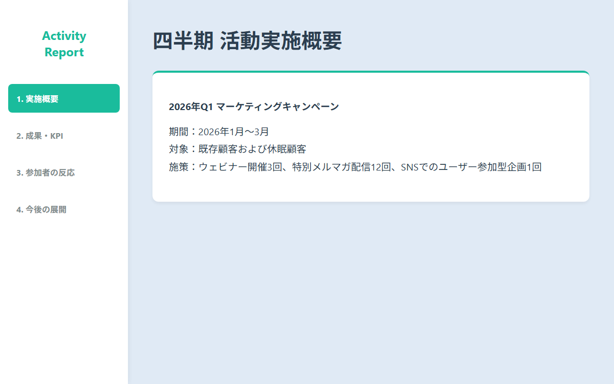 活動報告スライドのサムネイル